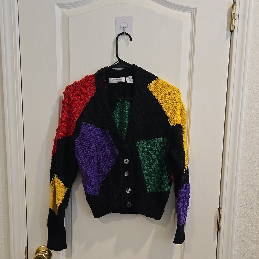 Colorful Patchwork Cardigan Sweater